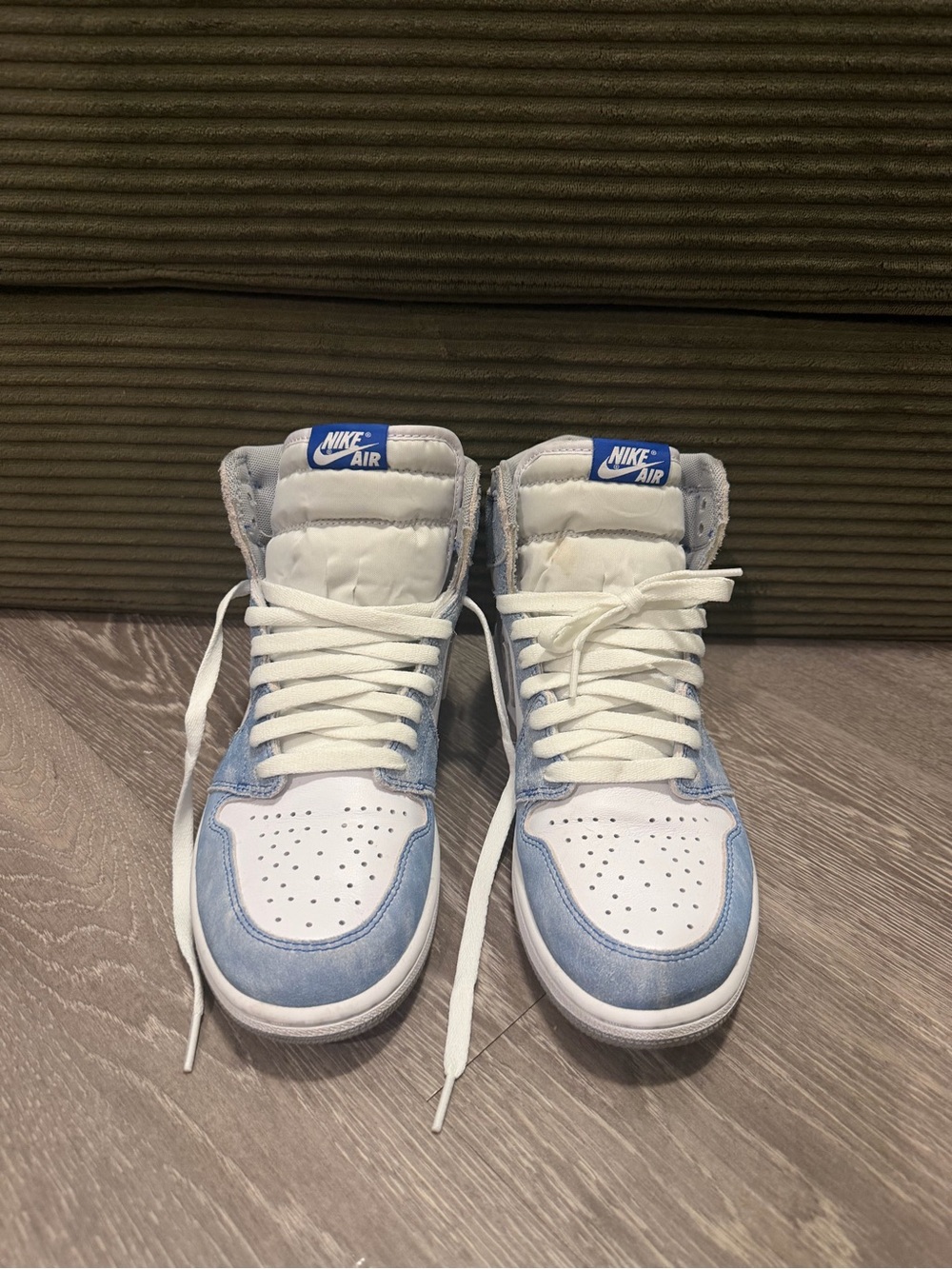 Nike Air High-Top Sneakers in White and Light Blue